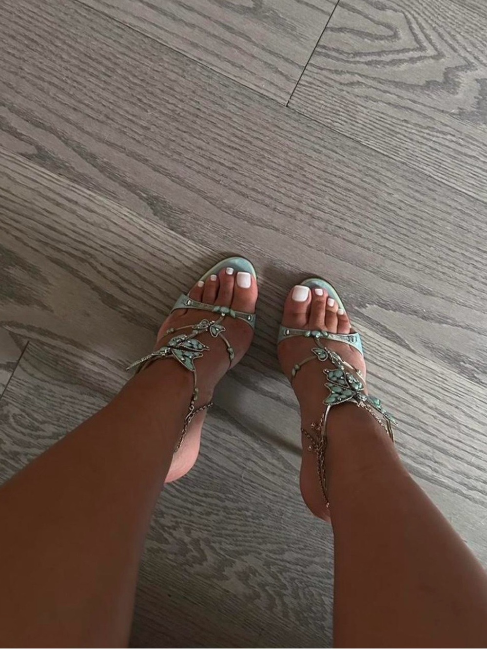 Giuseppe Zanotti Turquoise Butterfly Jeweled Heeled Sandals - Picture 4 of 4